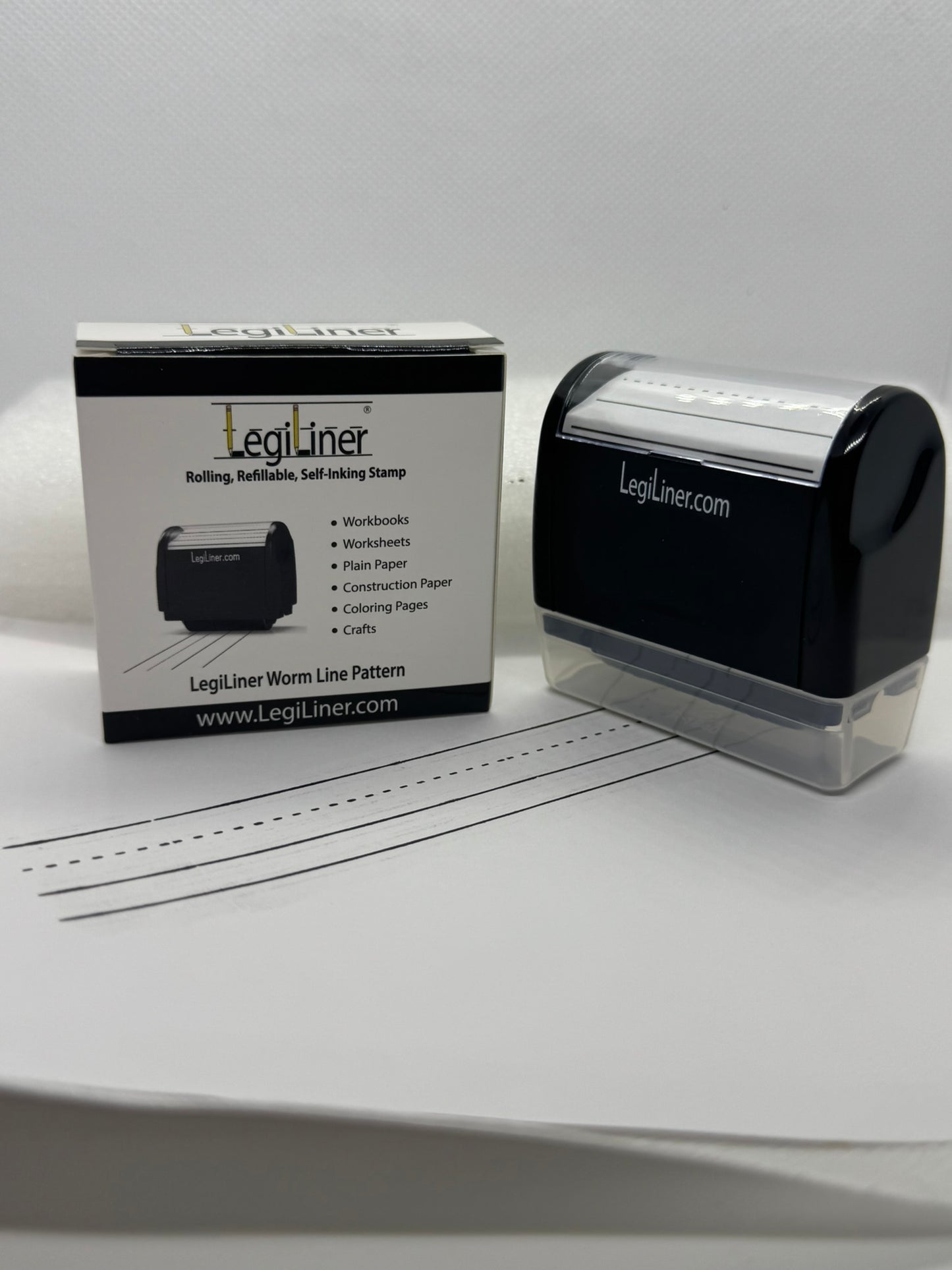 LegiLiner Self-Inking Teacher Stamp-Worm Line Handwriting Lines Roller Stamp