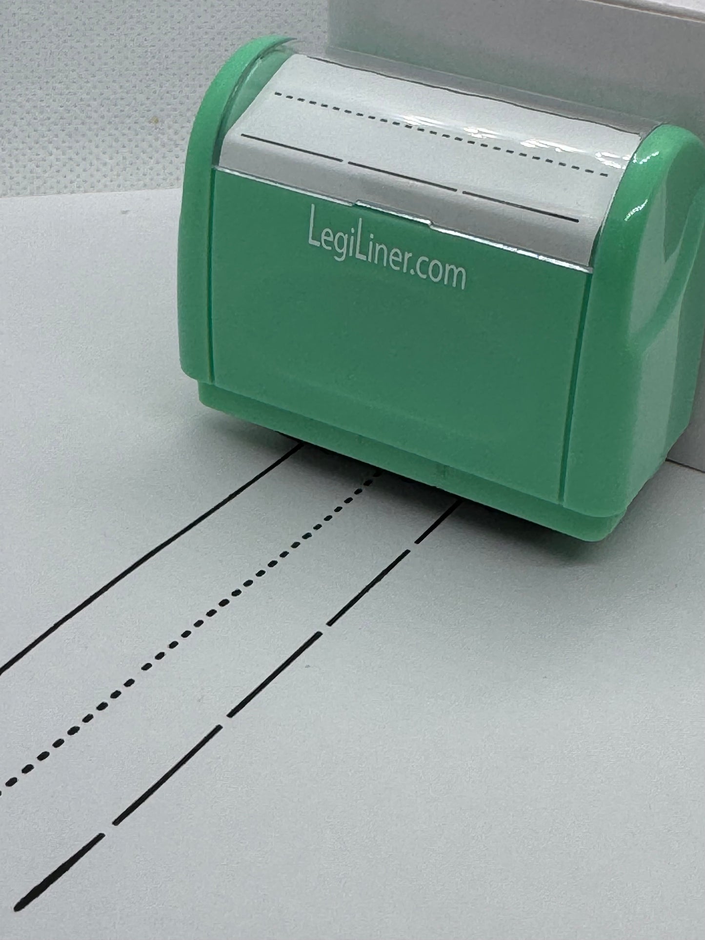 LegiLiner "Spaces" Self-Inking Teacher Stamp-1-inch Dashed Spaced Handwriting Lines Roller Stamp