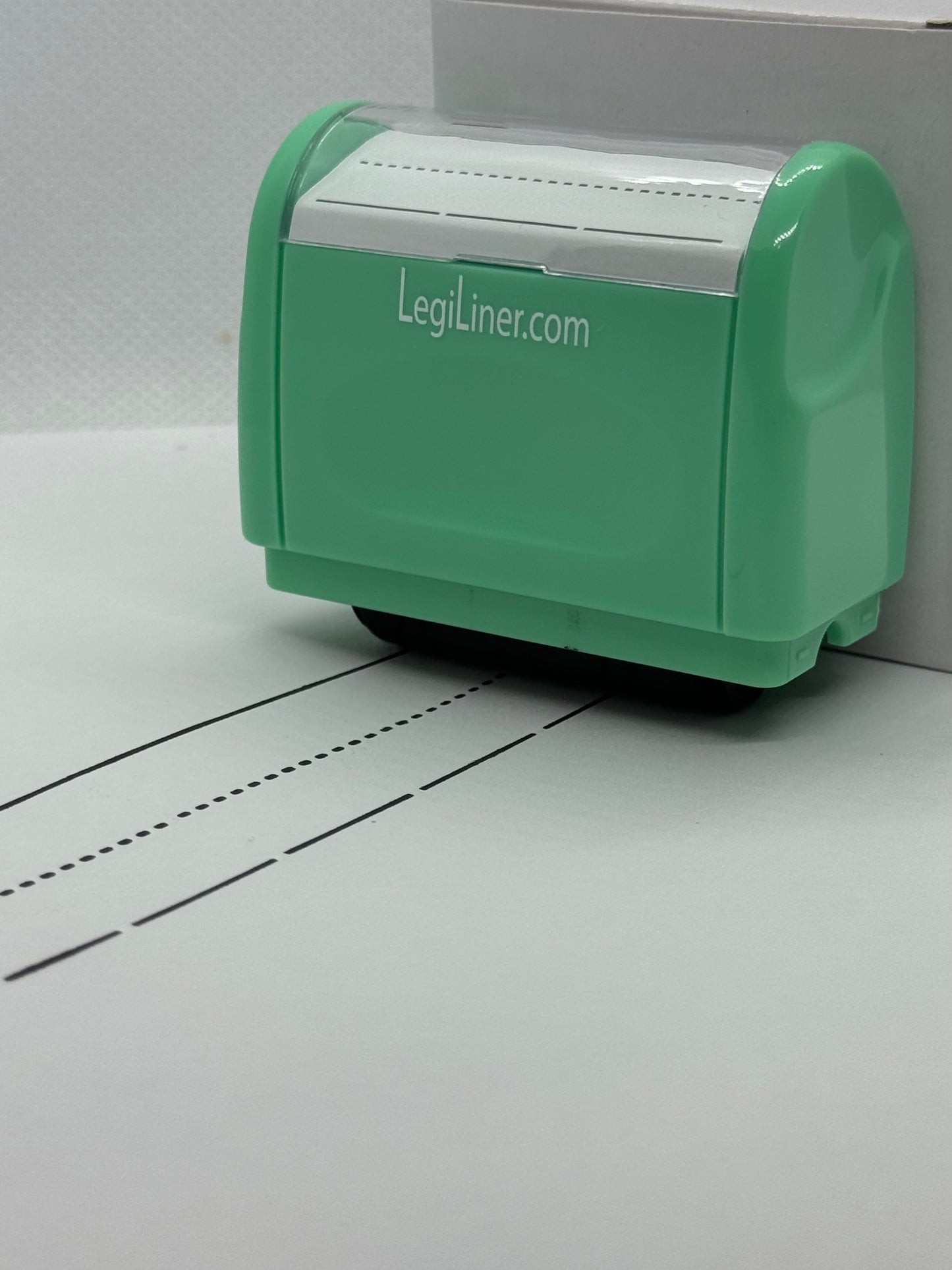 LegiLiner "Spaces" Self-Inking Teacher Stamp-1-inch Dashed Spaced Handwriting Lines Roller Stamp