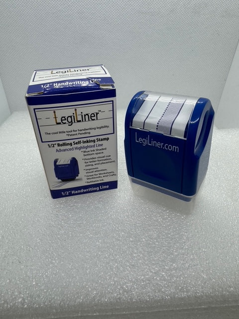 LegiLiner Self-Inking Teacher Stamp-1/2-inch Blue Shaded Handwriting Lines Roller Stamp ***Pre-Orders, not available until December