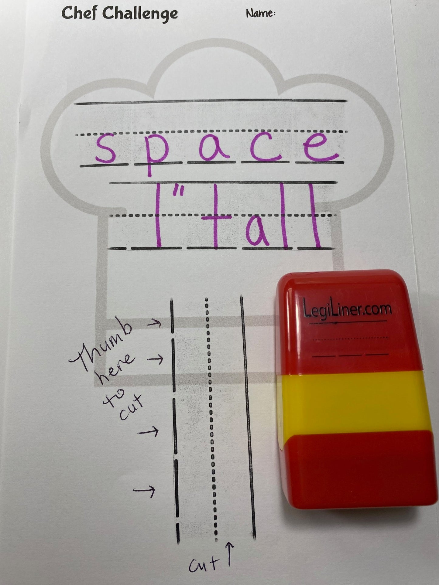 LegiLiner "Spaces" Self-Inking Teacher Stamp-1-inch Dashed Spaced Handwriting Lines Roller Stamp