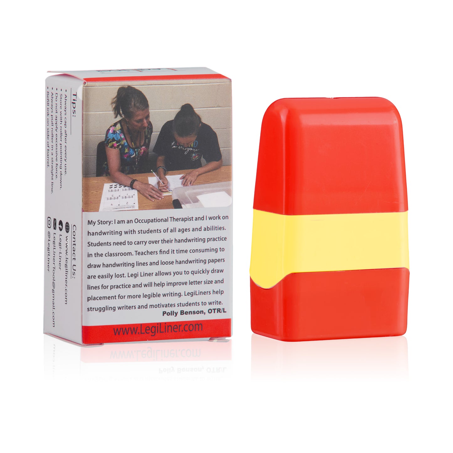 LegiLiner LegiSpaces Self-Inking Teacher Stamp-1-inch Dashed Spaces Handwriting Lines Roller Stamp