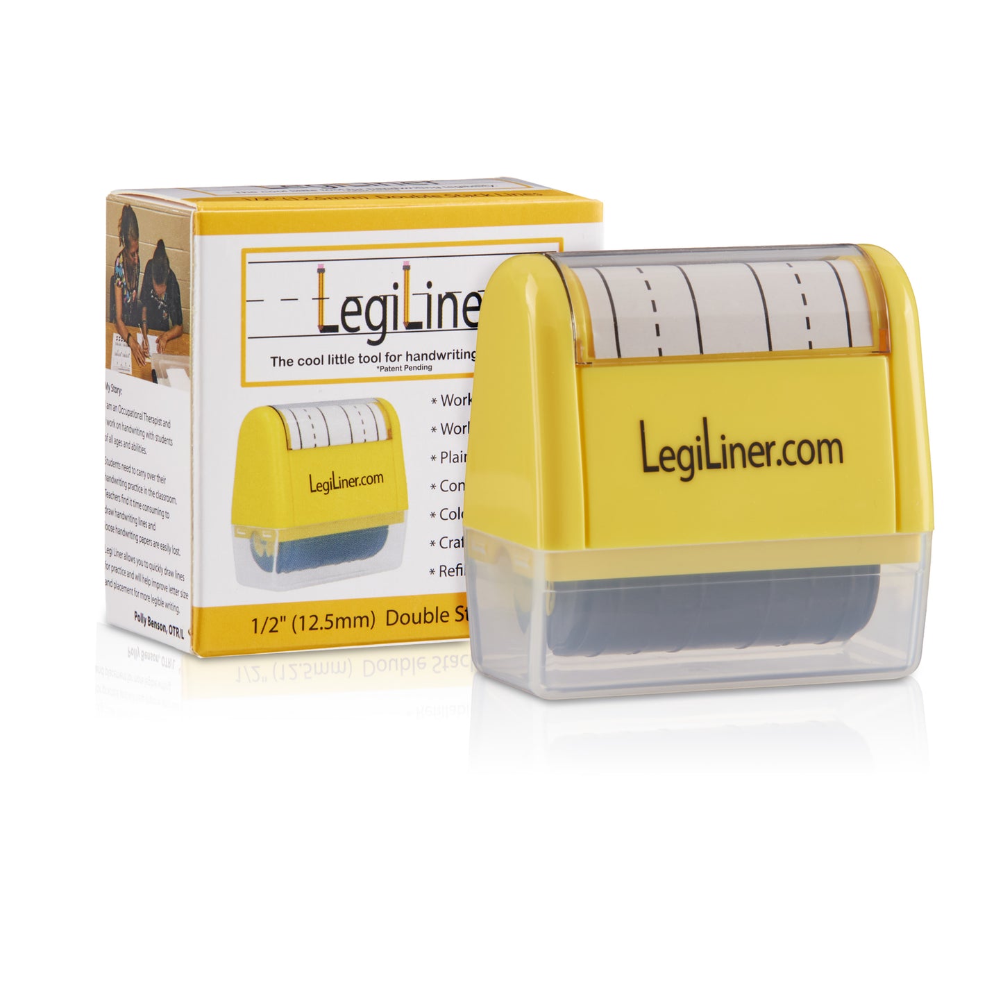 LegiLiner Self-Inking Teacher Stamp-Double Stack 1/2-inch Handwriting Lines Roller Stamp