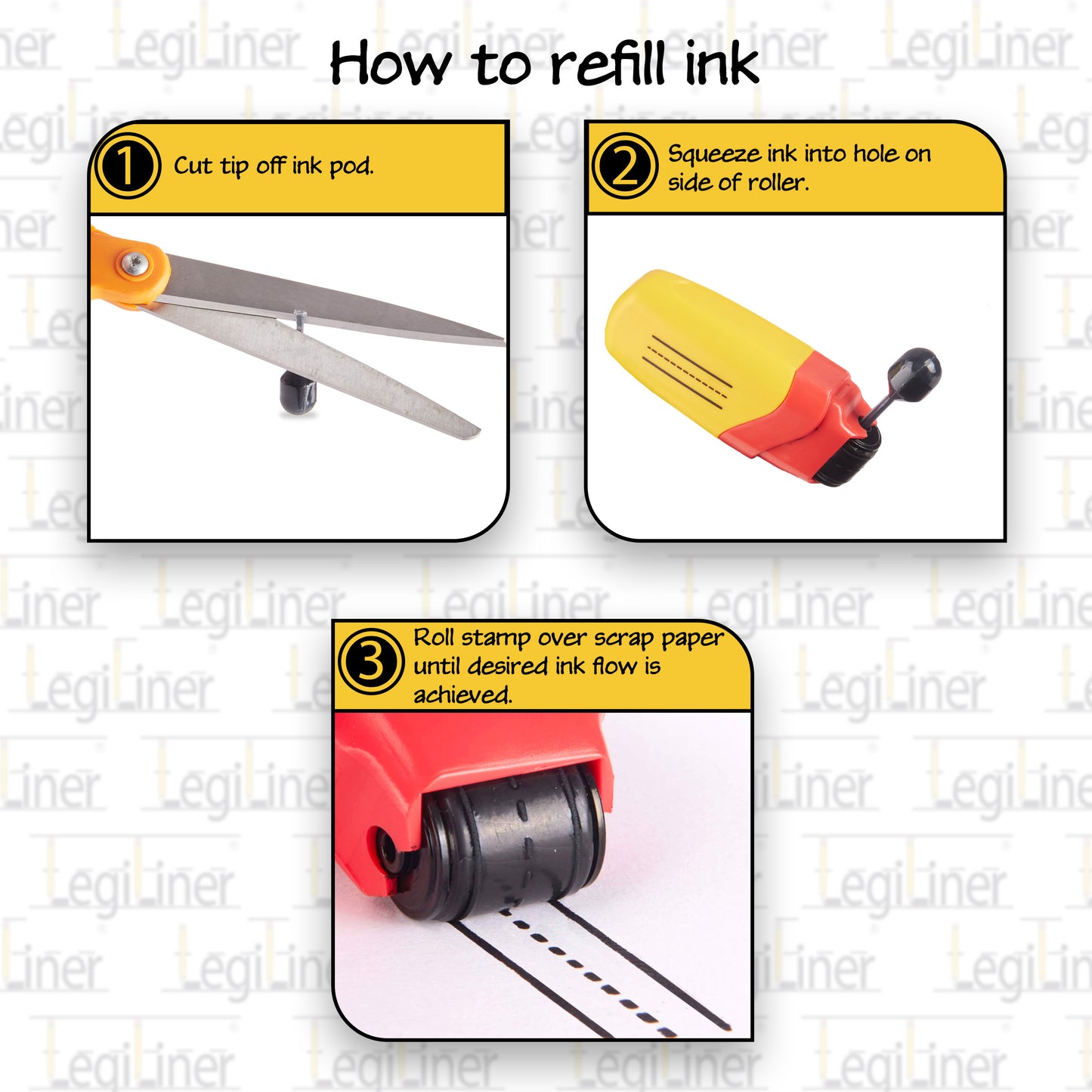 LegiLiner Self-Inking Teacher Stamp-3/8-inch Dashed Handwriting Lines Roller Stamp