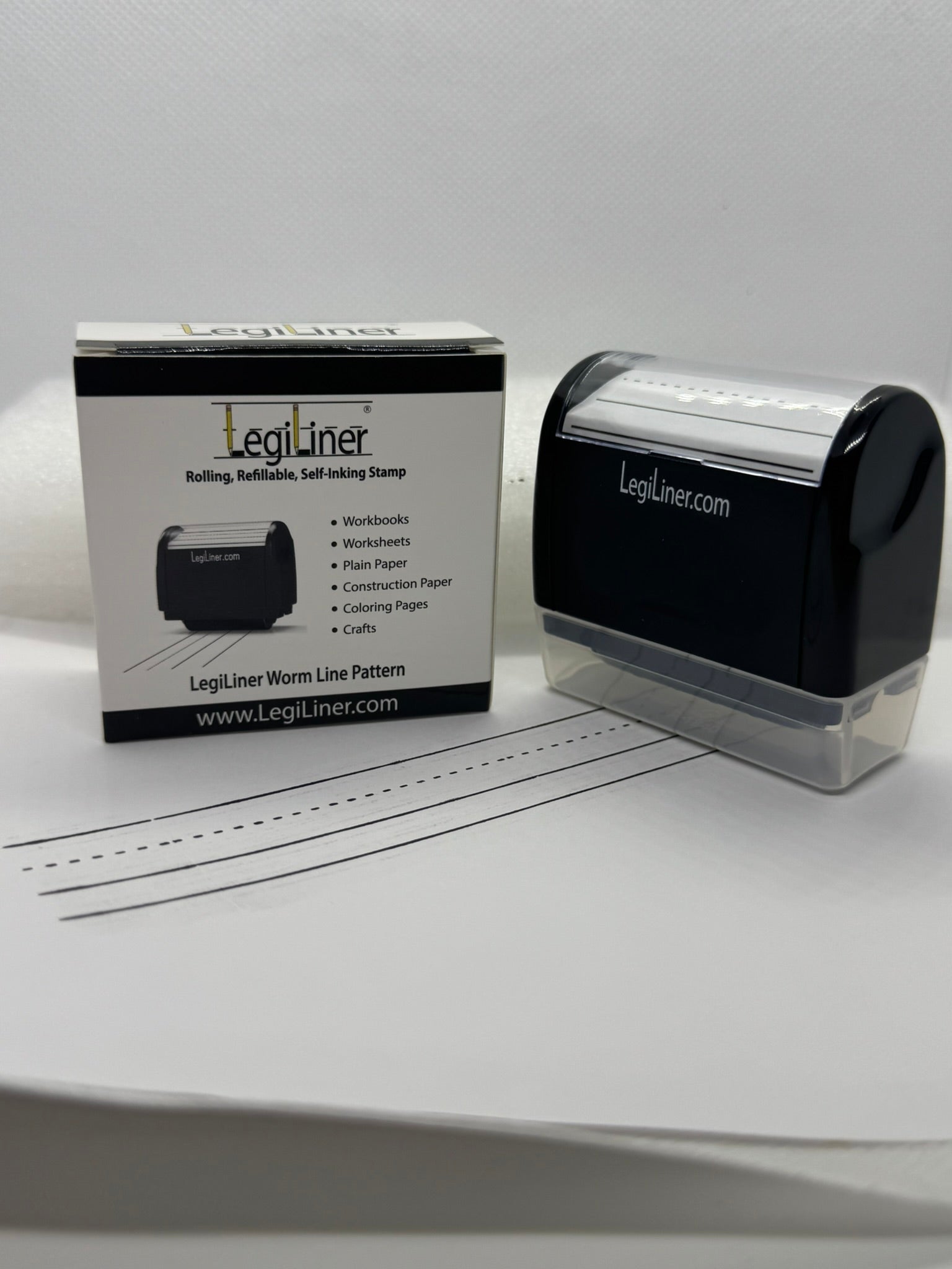 LegiLiner Self-Inking Teacher Stamp-Worm Line Handwriting Lines Roller Stamp
