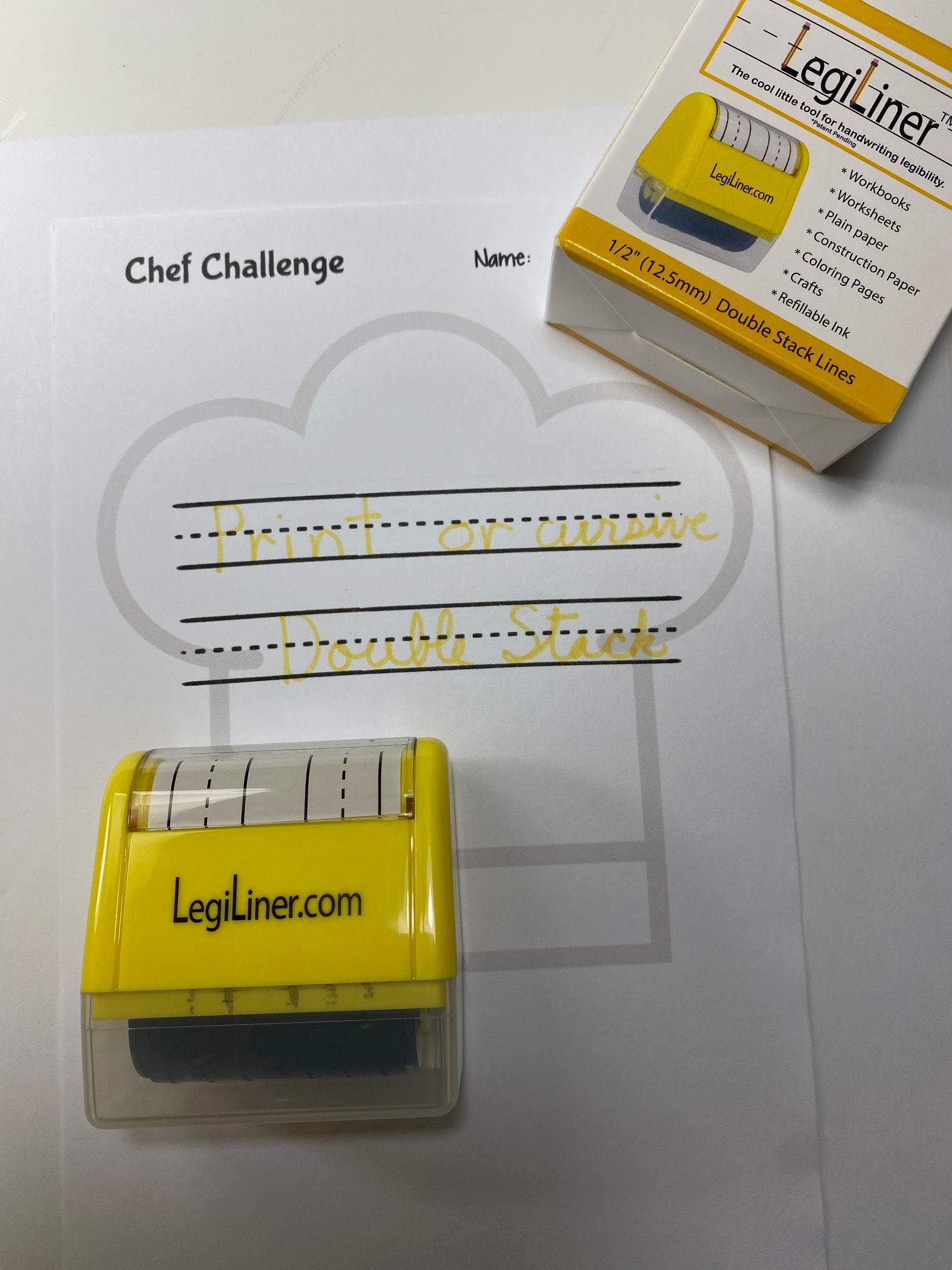 LegiLiner Self-Inking Teacher Stamp-Double Stack 1/2 inch Handwriting Lines  Roller Stamp