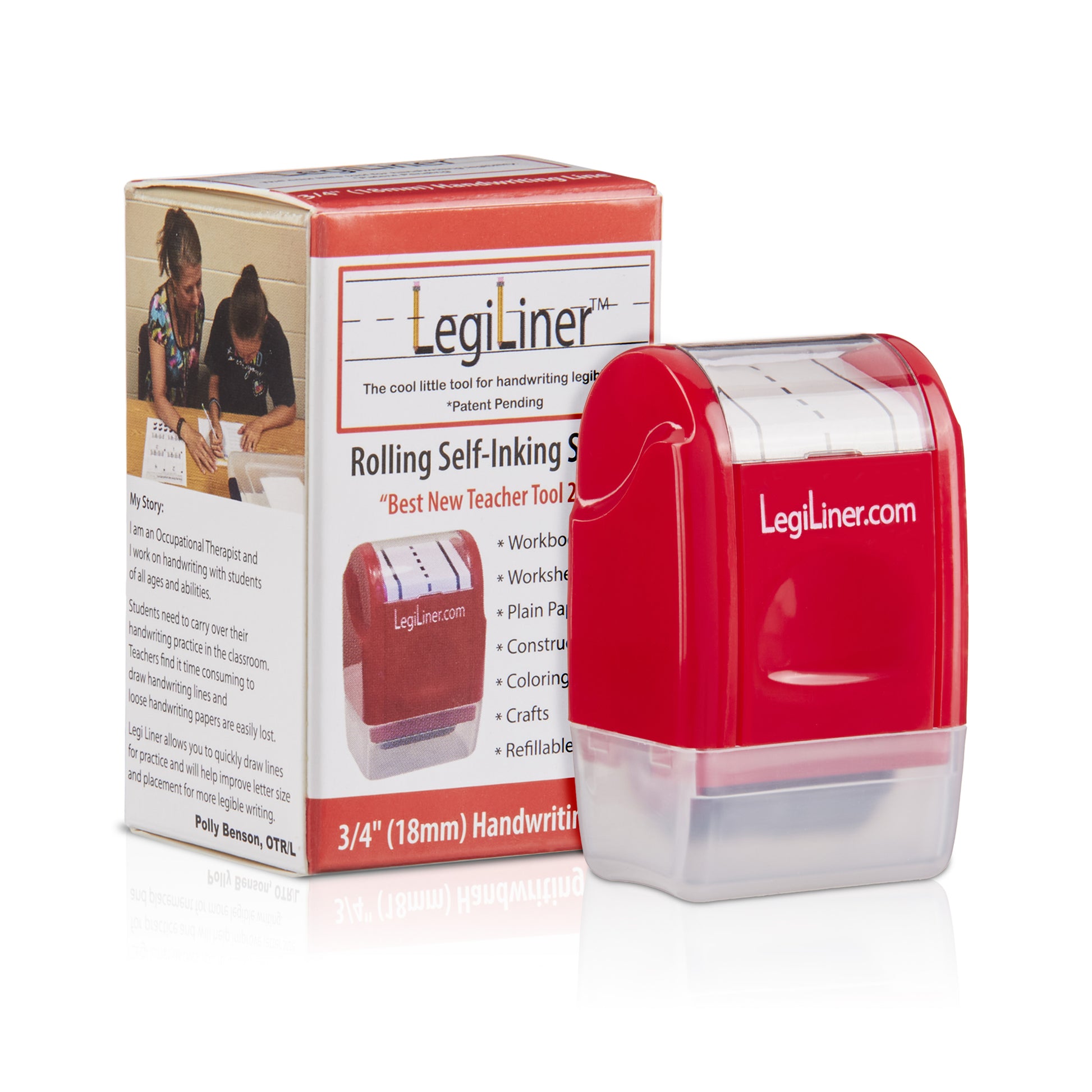 Red LegiLiner 3/4 - handwriting guide rolling ink stamp - Disability  Horizons Shop