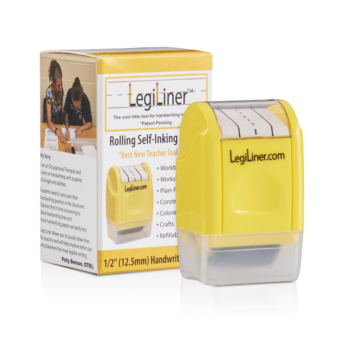 LegiLiner Self-Inking Teacher Stamp-1/2-inch Dashed Handwriting Lines Roller Stamp