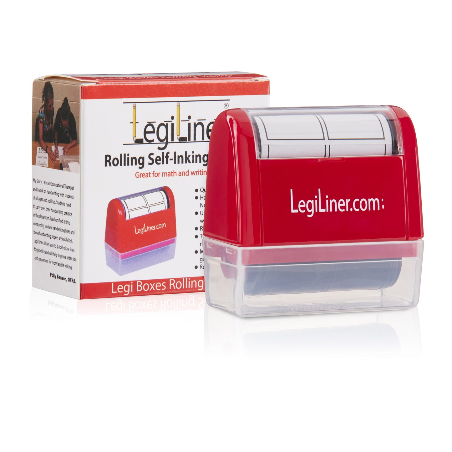 LegiLiner Self-Inking Teacher Stamp-LegiBoxes OT, Math and Handwriting Letter Boxes Roller Stamp
