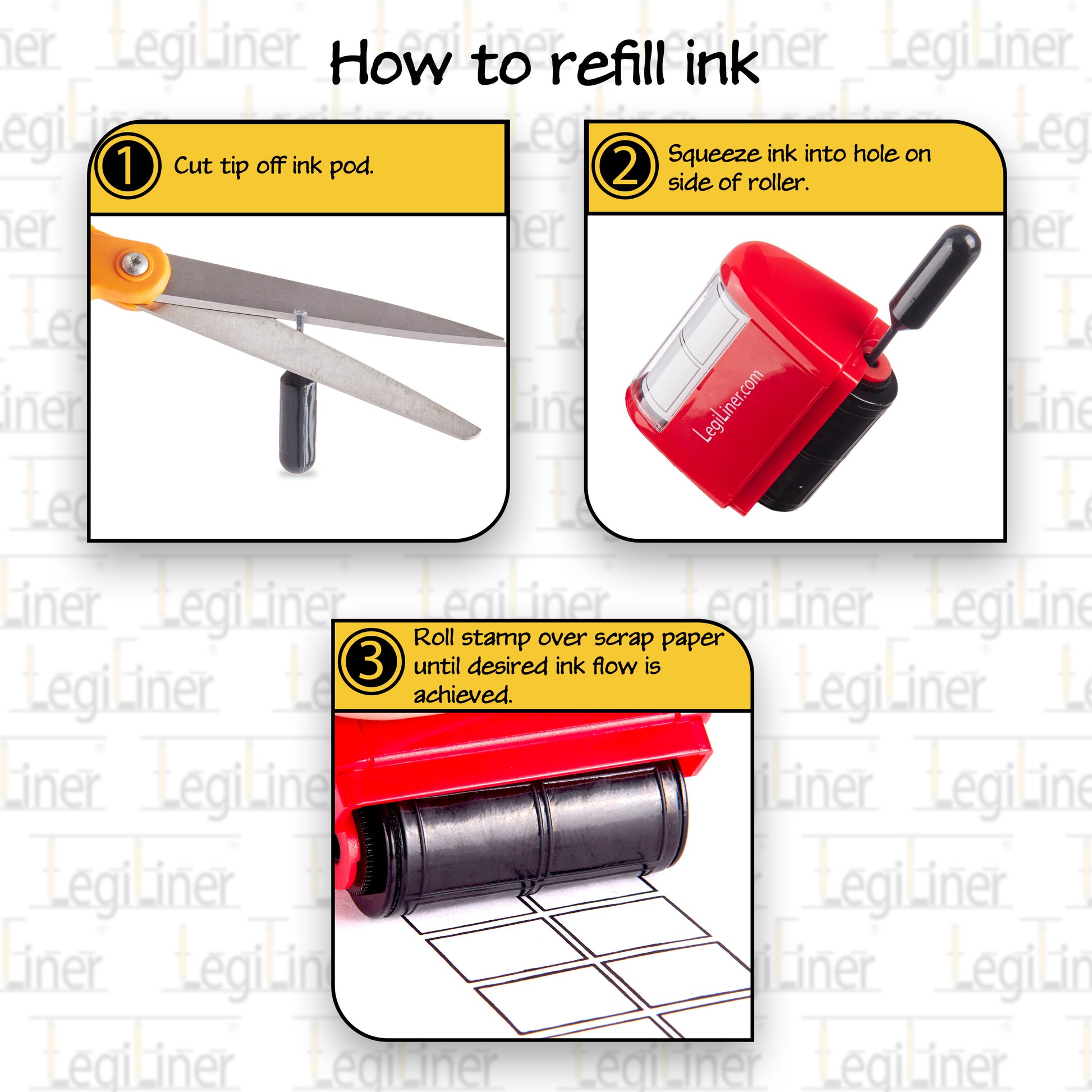 new LEGILINER 3/4” 18mm Handwriting Line Rolling Self-Inking Stamp