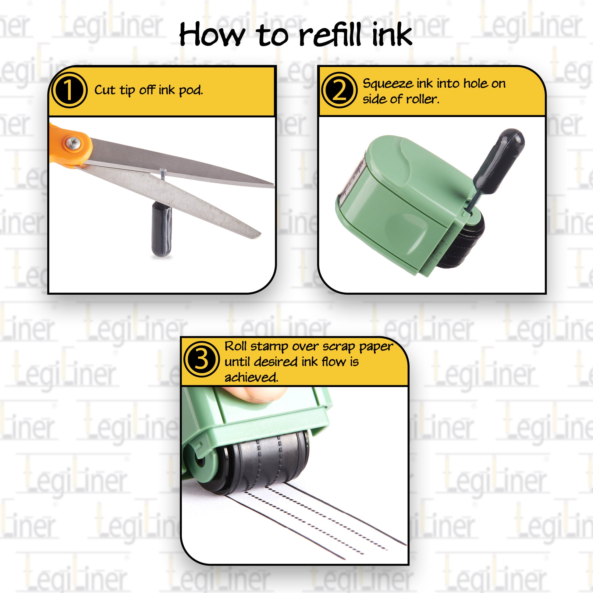 new LEGILINER 3/4” 18mm Handwriting Line Rolling Self-Inking Stamp