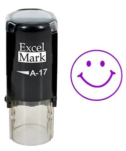 Self-Inking A-17 Round Stamp Purple smiley face